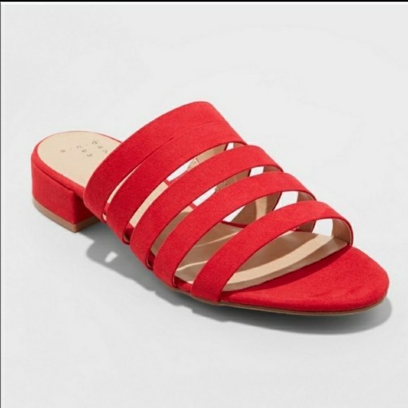 a new day Shoes - Cherry Red Strappy Slides Flats